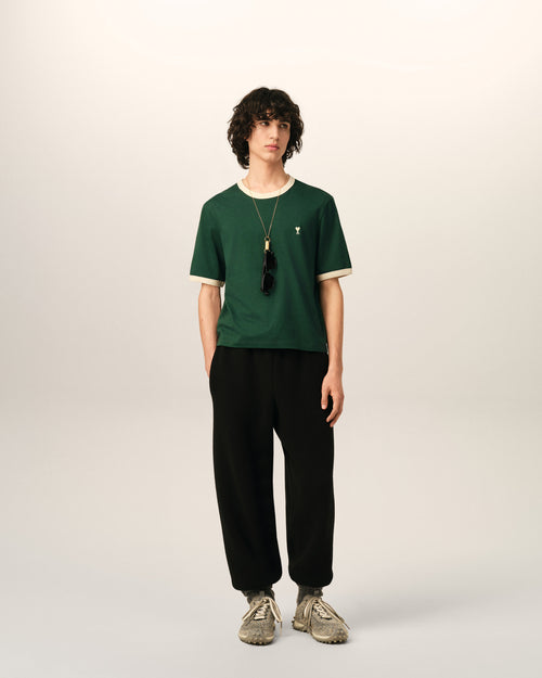 Green contrasted cotton t-shirt with Ami de Coeur - Man - 3 - AMI Paris - Ami Paris