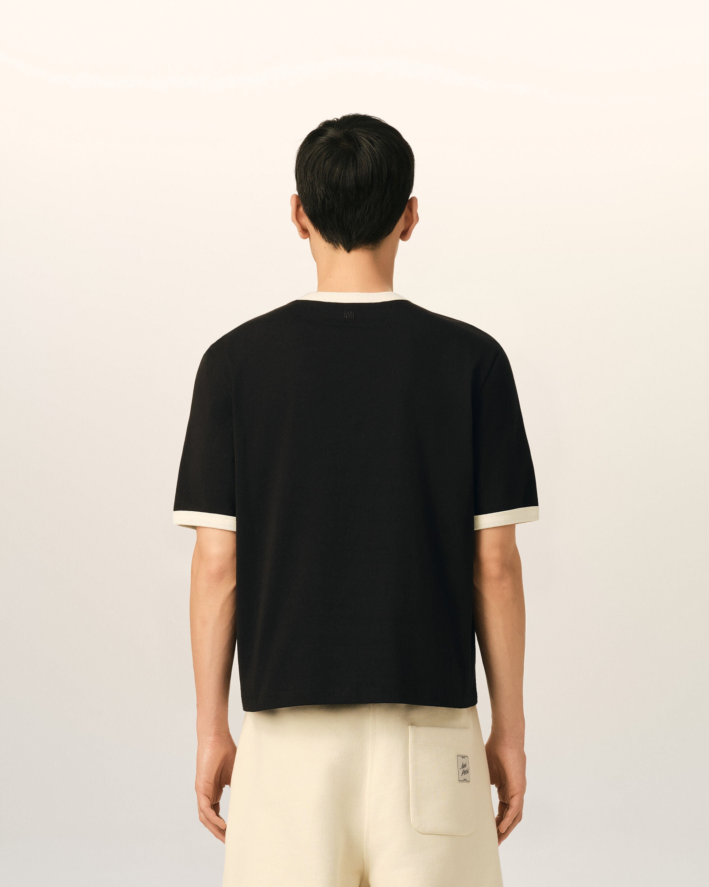 Black contrasted cotton t-shirt with Ami de Coeur - 5