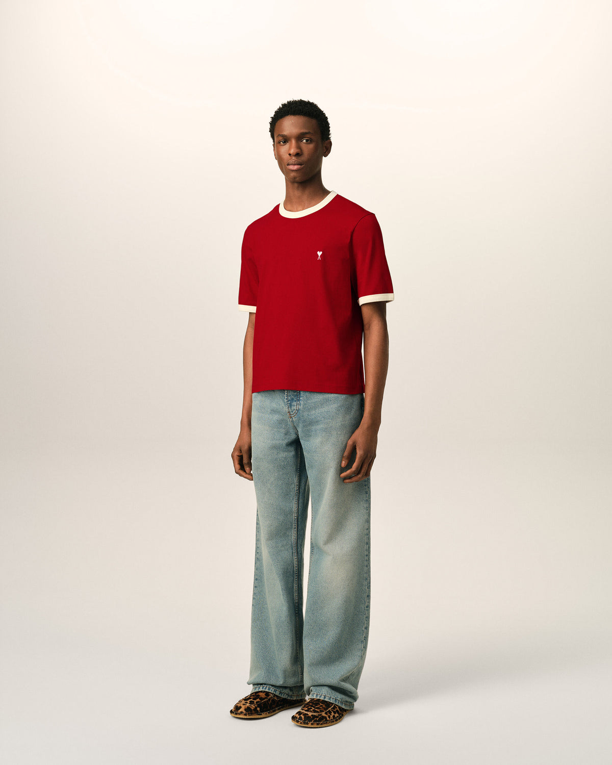 Red contrasted cotton t-shirt with Ami de Coeur - 6
