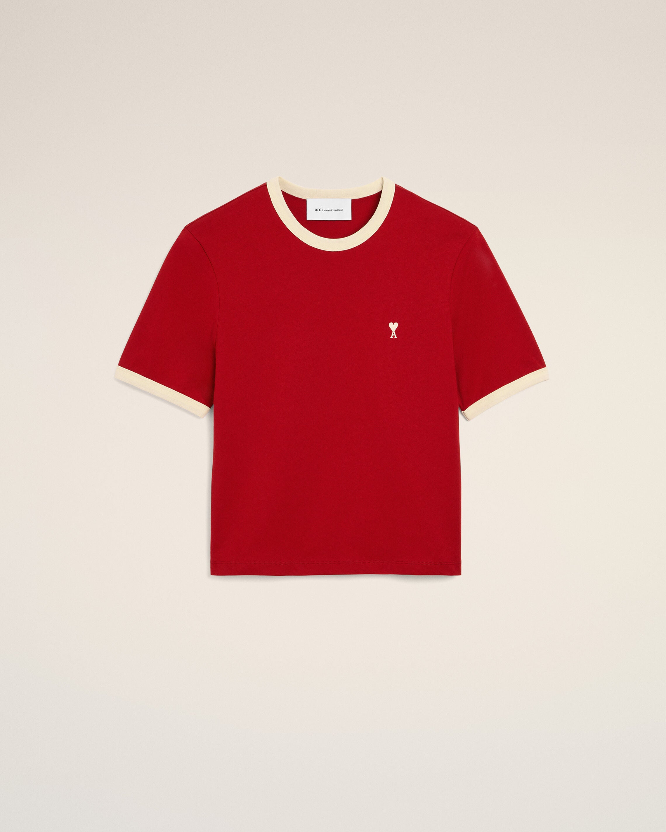 T-shirt Ami de Cœur in cotone rosso a contrasto - 1