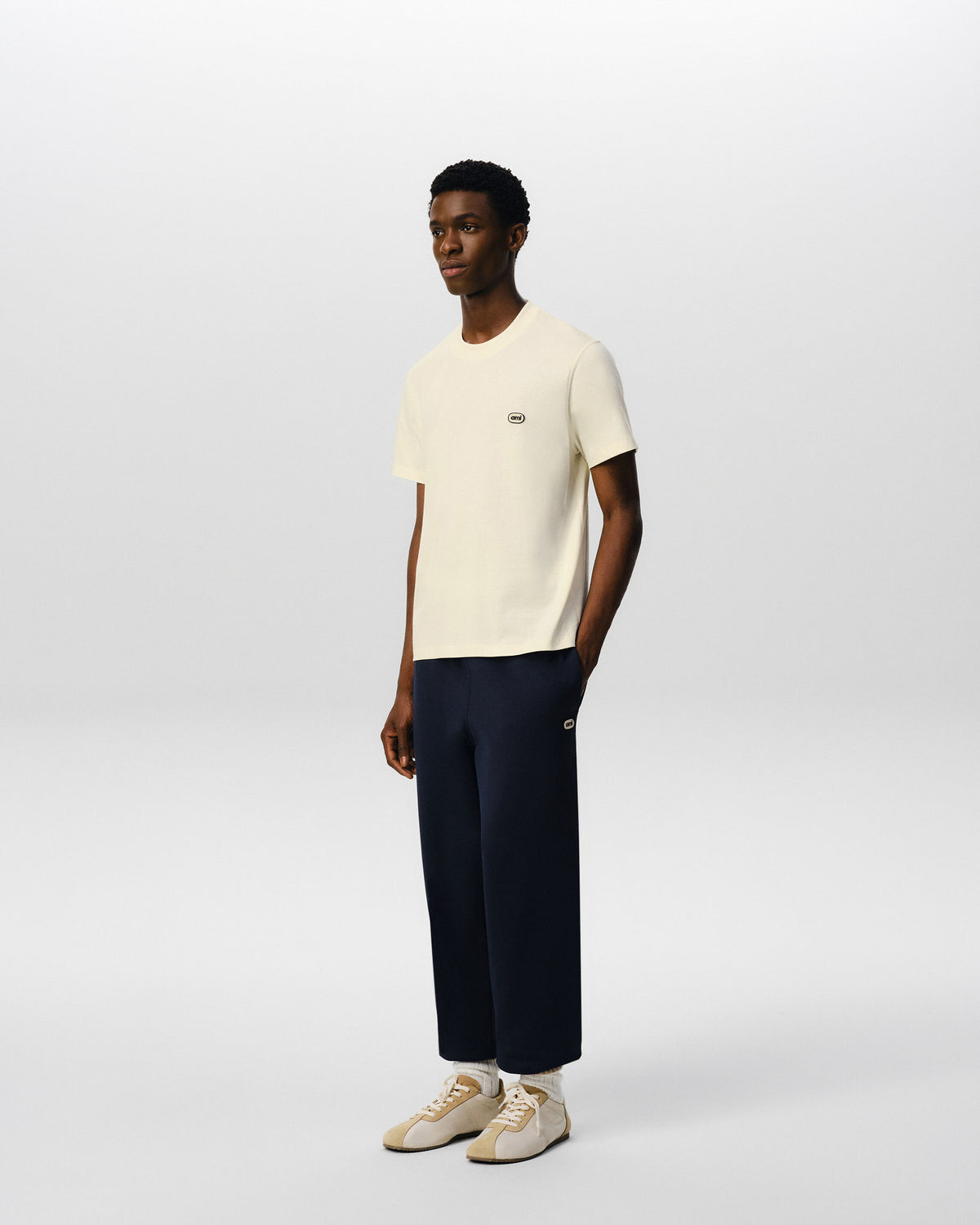 Camiseta blanca de algodón con parche Ami - 6