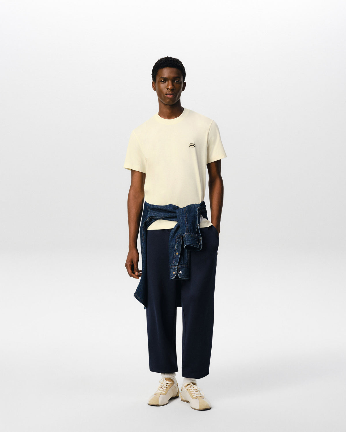 Camiseta blanca de algodón con parche Ami - 3