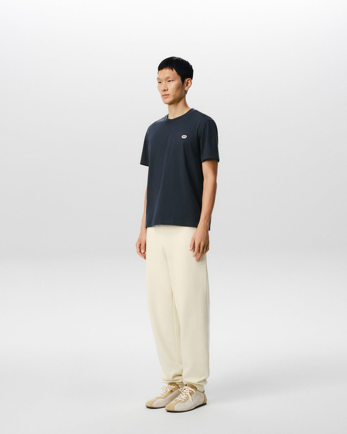 T-shirt bleu en coton patch Ami - 6