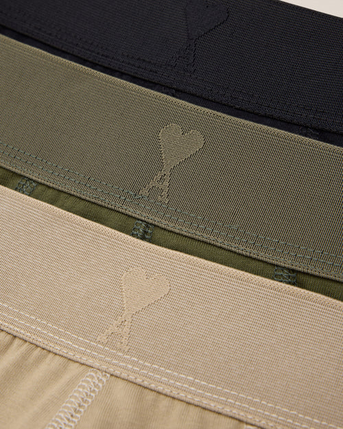 Grey Cotton Jersey Three Pack Boxers - 2 - Ami Paris