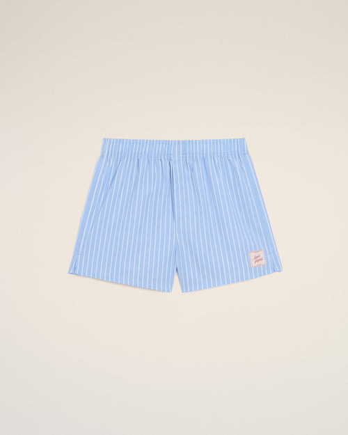 Blue Cotton Stripes Short - Man - 1 - AMI Paris - Ami Paris