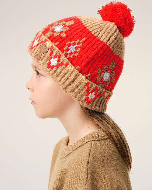 Gorro de punto de cruz de lana marrón - 13 - Ami Paris