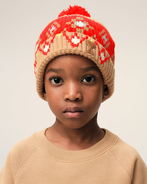 Gorro de punto de cruz de lana marrón - 12 - Ami Paris