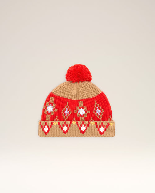 Gorro de punto de cruz de lana marrón - 9 - Ami Paris