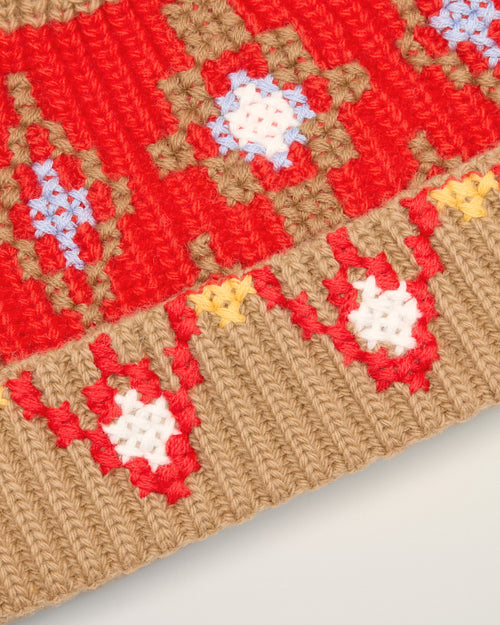 Gorro de punto de cruz de lana marrón - 11 - Ami Paris