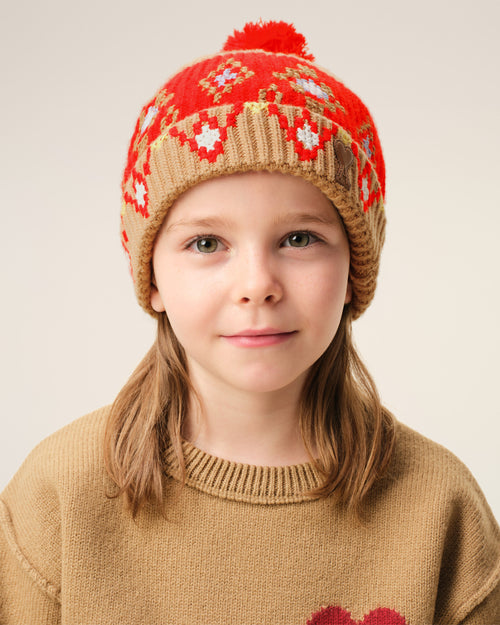 Gorro de punto de cruz de lana marrón - 4 - Ami Paris