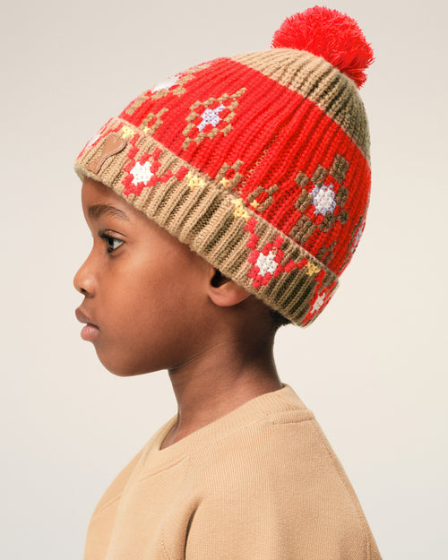 Gorro de punto de cruz de lana marrón - 5 - Ami Paris