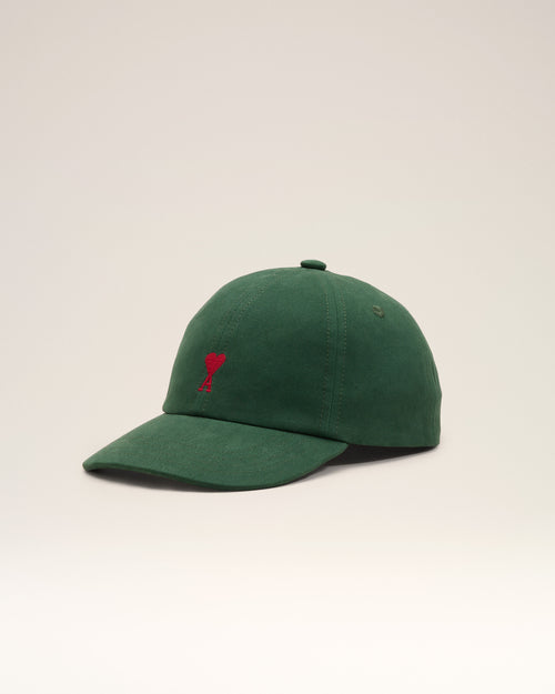 Green cotton cap with Ami de Coeur - BOTTLE GREEN - Ami Paris