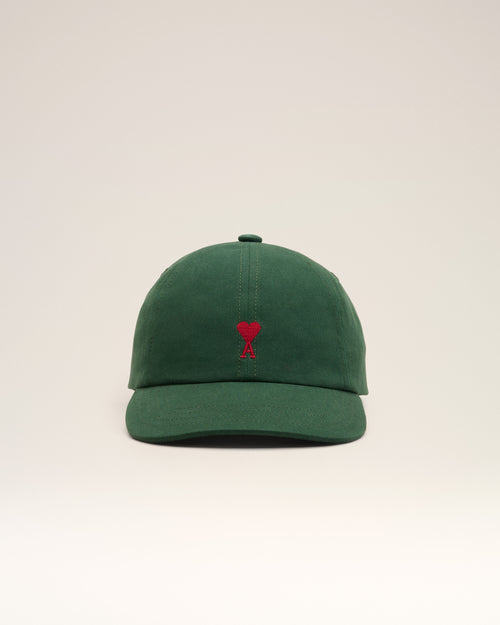 Green cotton cap with Ami de Coeur - Man - 4 - AMI Paris - Ami Paris