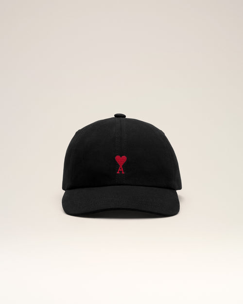 Black cotton cap with Ami de Coeur - Man - 4 - AMI Paris - Ami Paris