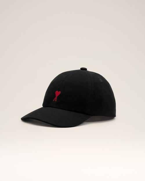 Black cotton cap with Ami de Coeur - Woman - 5 - AMI Paris - Ami Paris