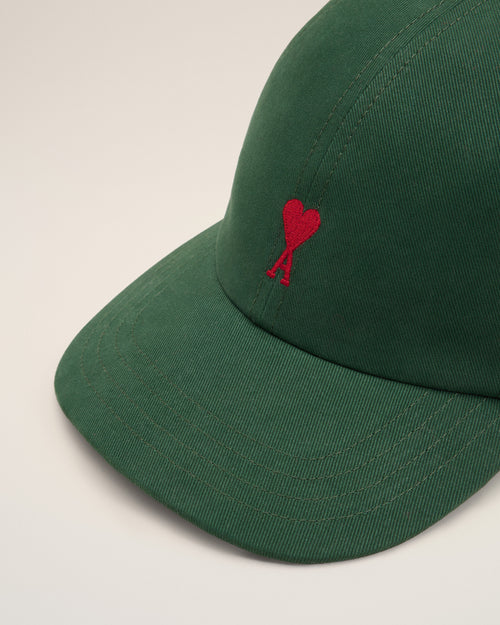Green cotton cap with Ami de Coeur - Man - 3 - AMI Paris - Ami Paris