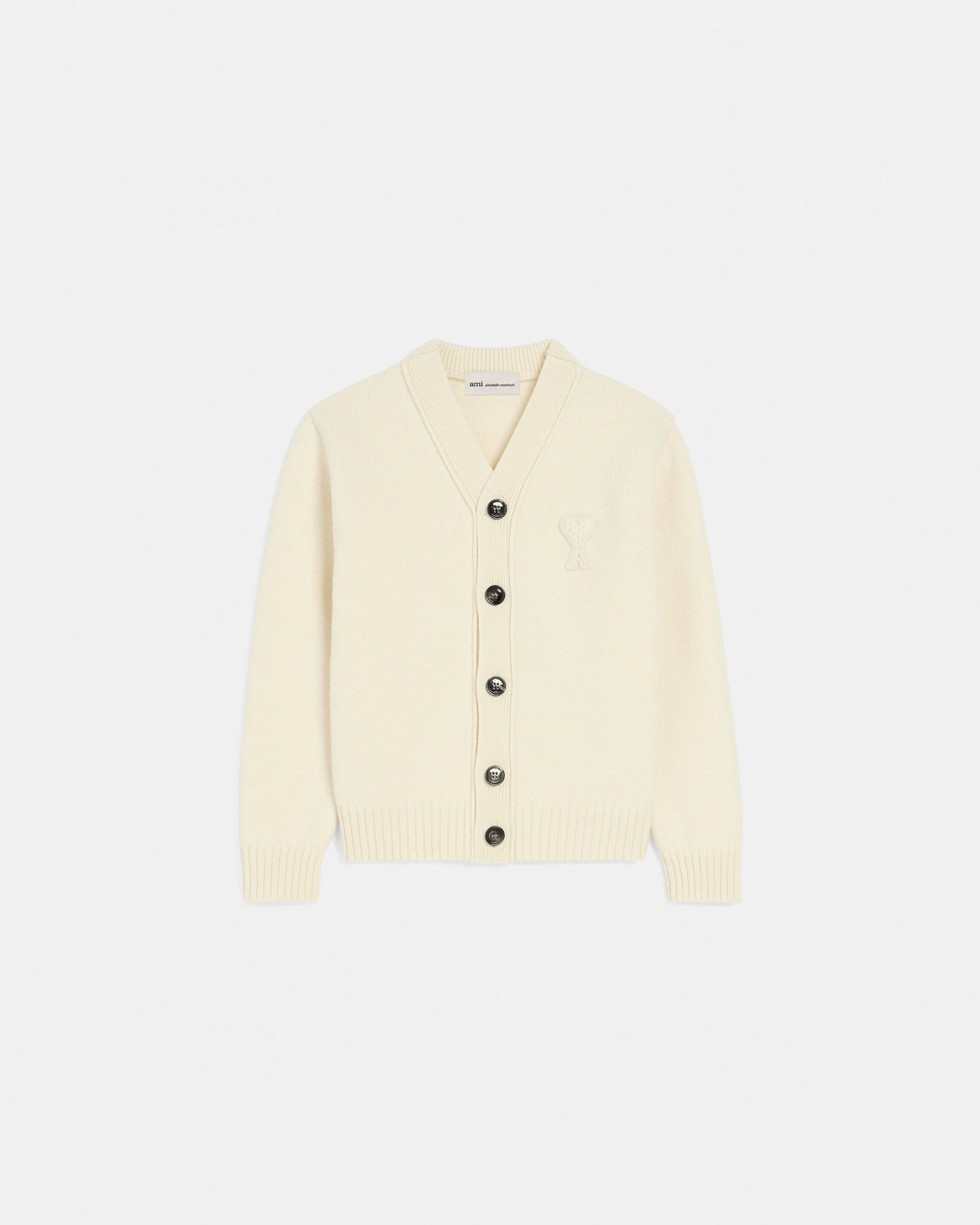 White wool cardigan with Ami de Coeur patch - 1