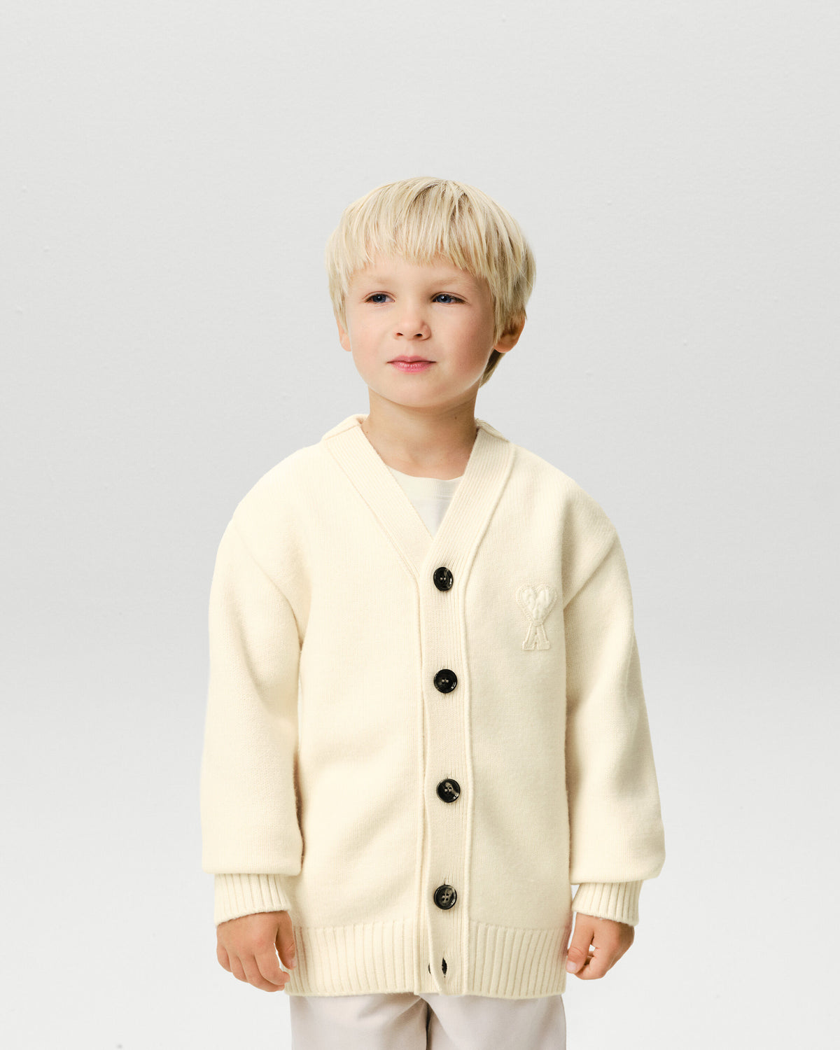 White wool cardigan with Ami de Coeur patch - 2