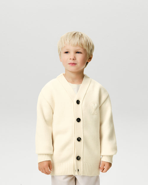 White wool cardigan with Ami de Coeur patch - Man - 2 - AMI Paris - Ami Paris