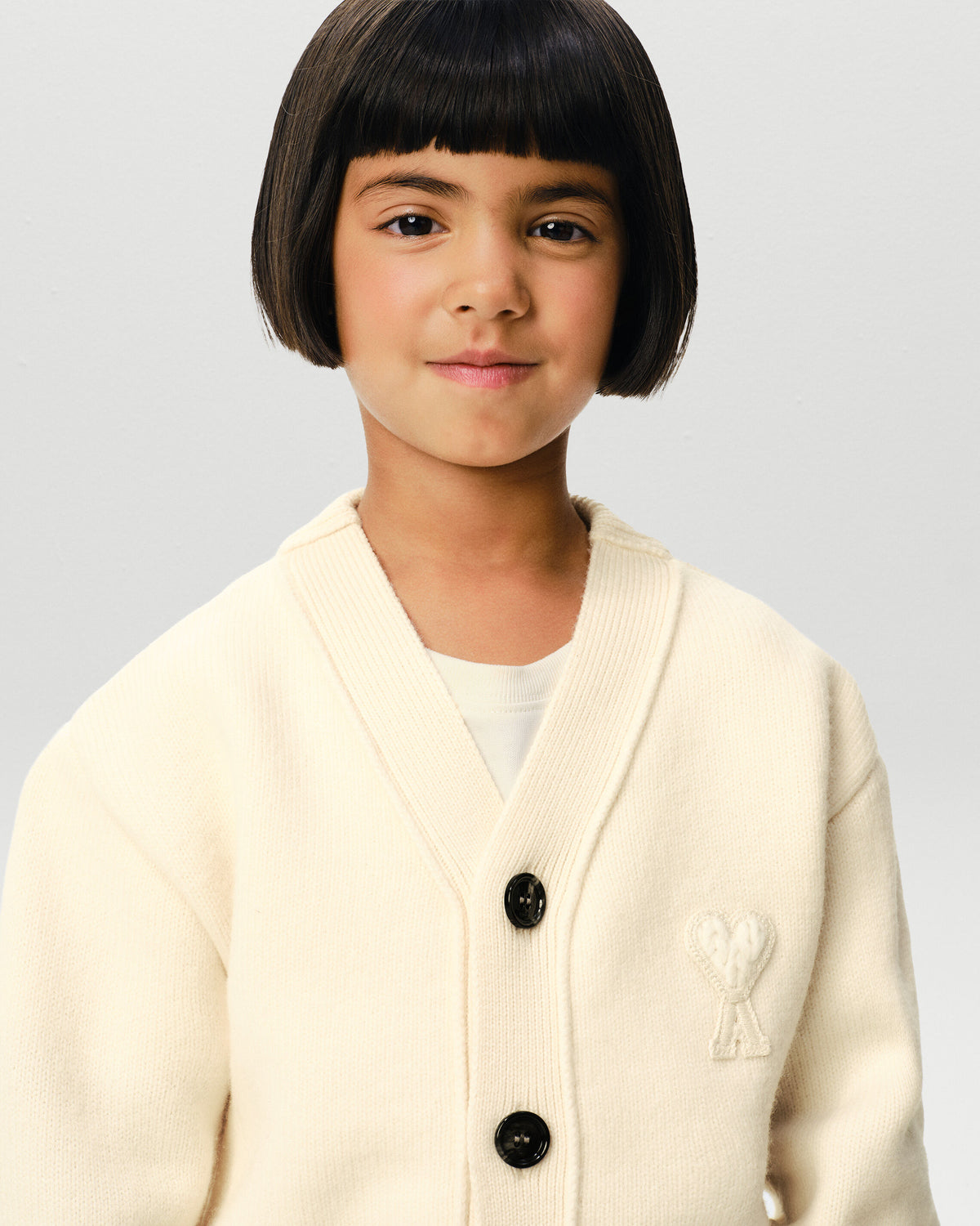 White wool cardigan with Ami de Coeur patch - 6