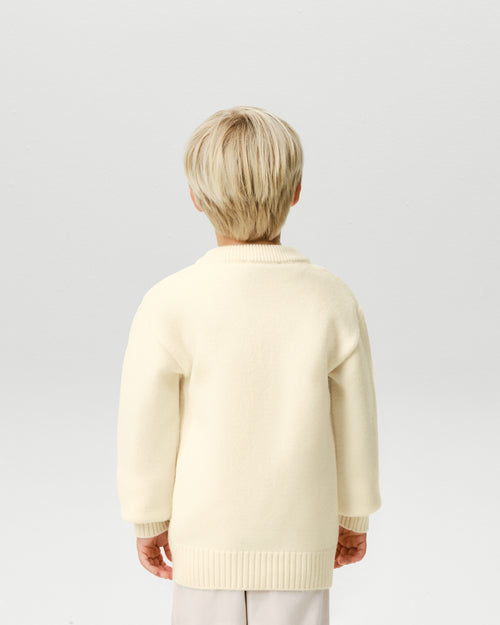White wool cardigan with Ami de Coeur patch - Man - 3 - AMI Paris - Ami Paris