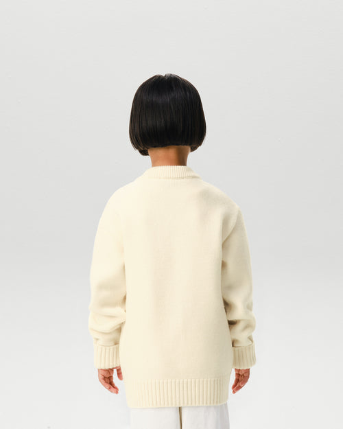 White wool cardigan with Ami de Coeur patch - Woman - 7 - AMI Paris - Ami Paris