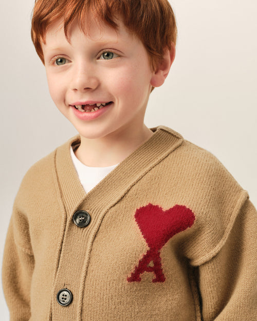 Cardigan marron en laine Ami de Coeur - Homme - 3 - AMI Paris - Ami Paris