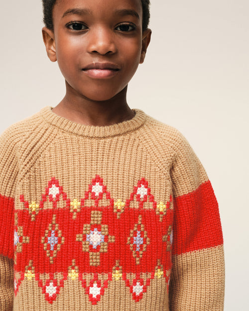 Brown Wool Round Collar Cross Stitch - 4 - Ami Paris