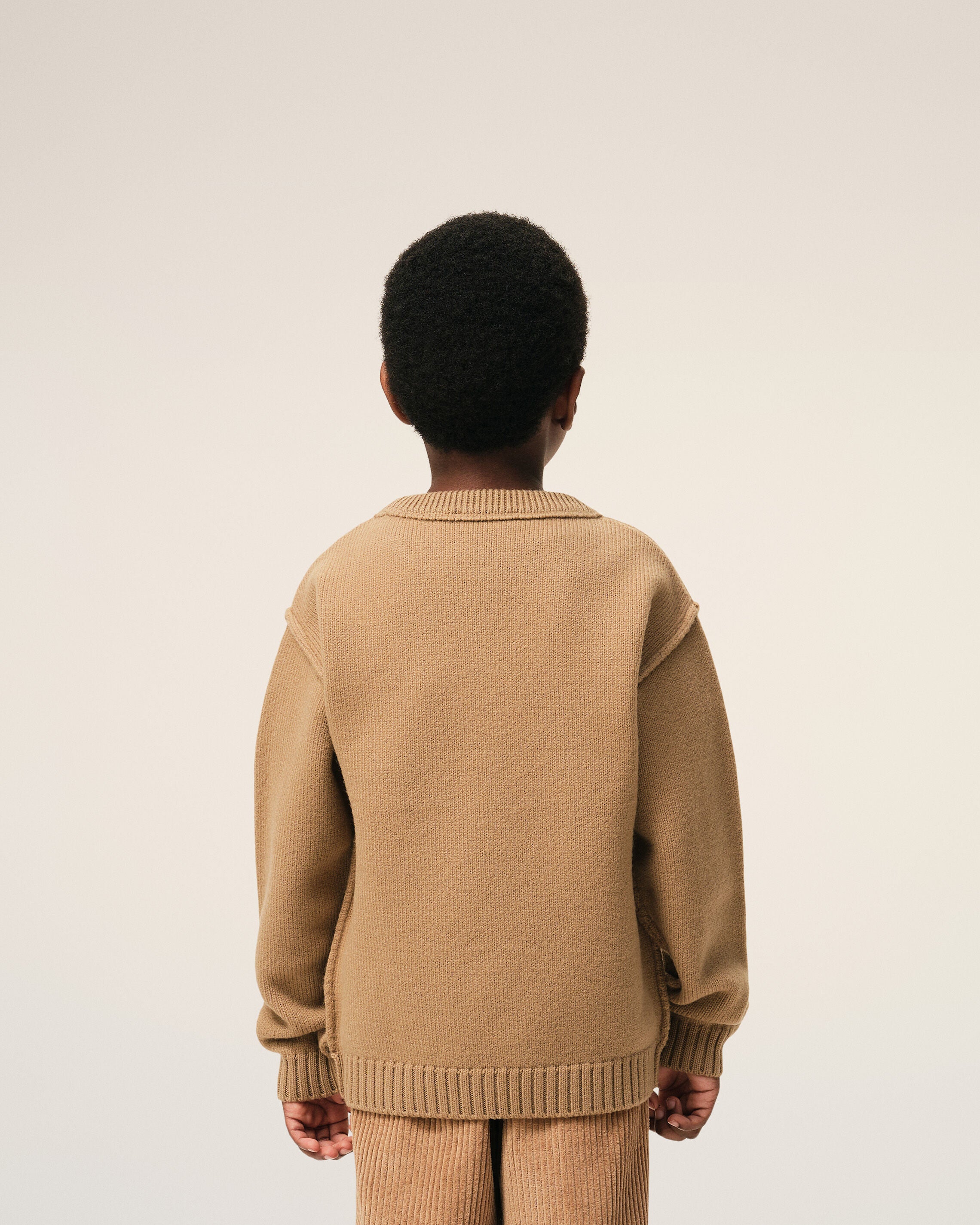 ブラウン ウール Ami De Coeur クルーネック セーター キャメル/レッド