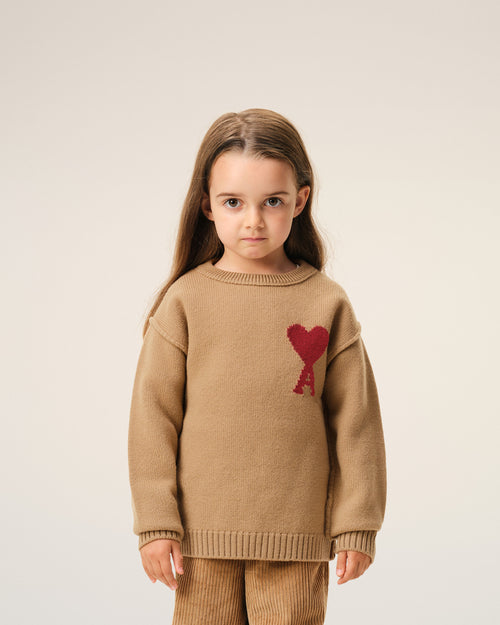 Brown Wool Ami De Coeur Crewneck Sweater - 10 - Ami Paris