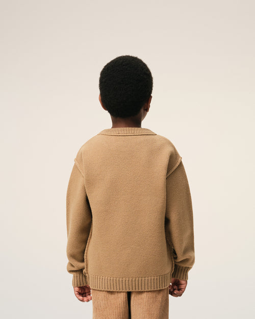 Jersey de cuello redondo Ami de Cœur de lana marrón - 15 - Ami Paris