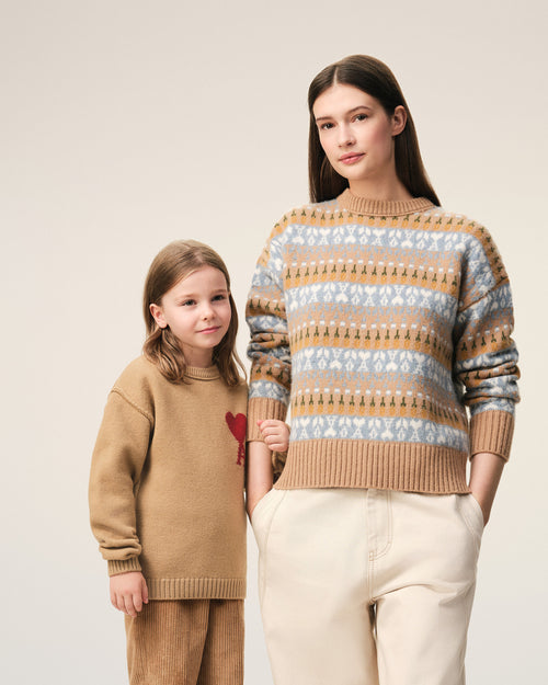 Jersey de cuello redondo Ami de Cœur de lana marrón - 8 - Ami Paris