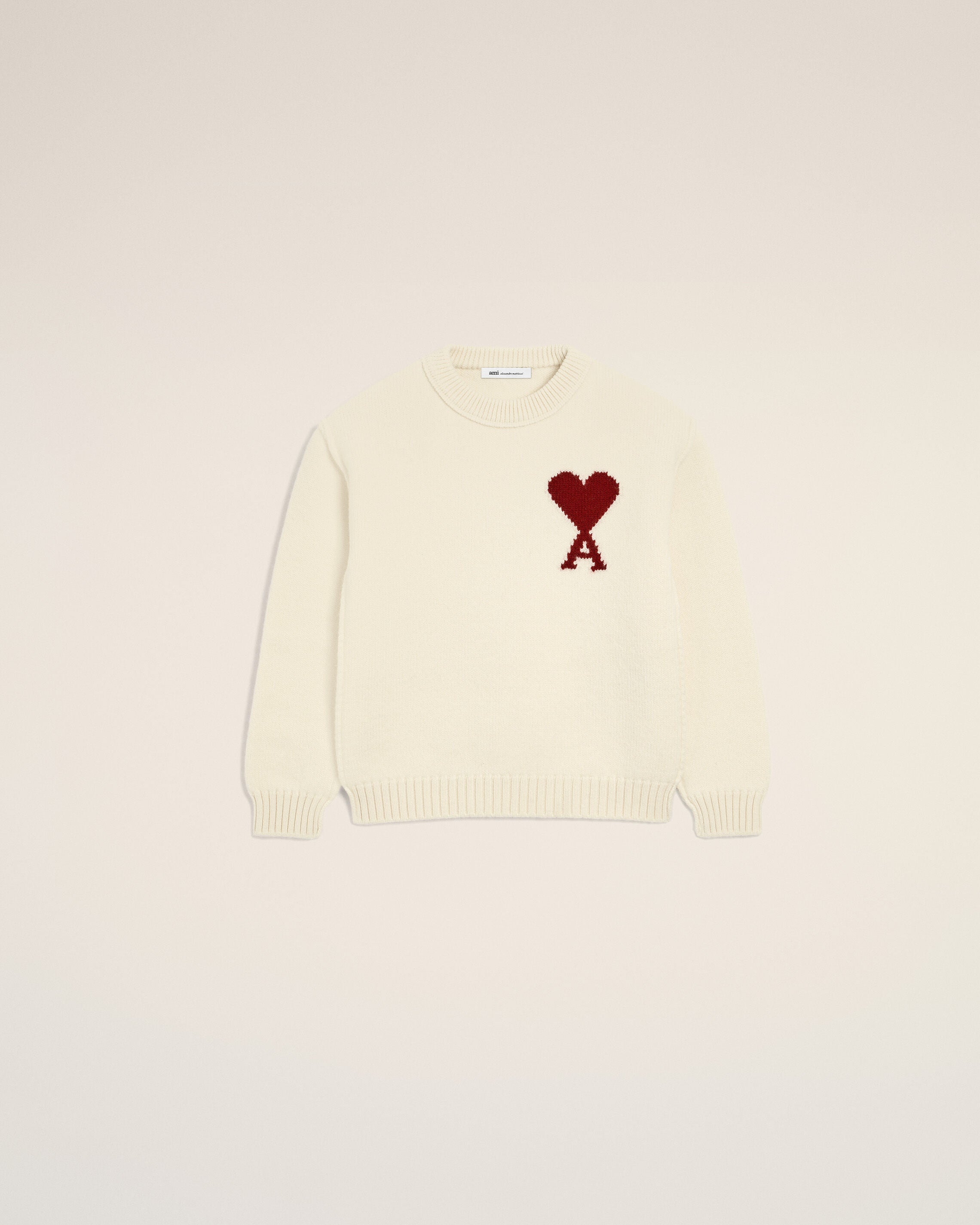 Pull Blanc Col Rond Ami De Coeur En Laine - 8