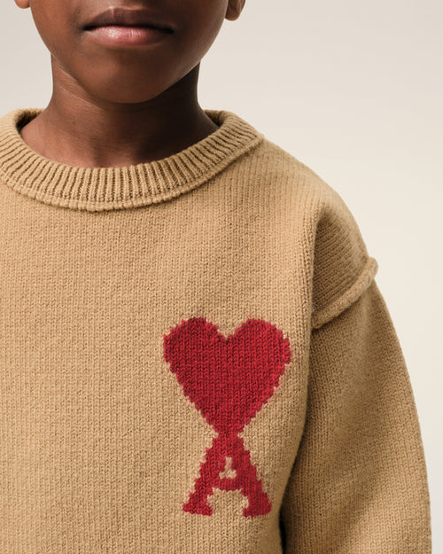 Brown Wool Ami De Coeur Crewneck Sweater - 4 - Ami Paris