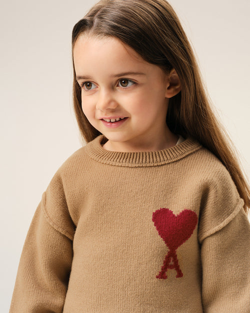 Brown Wool Ami De Coeur Crewneck Sweater - 12 - Ami Paris