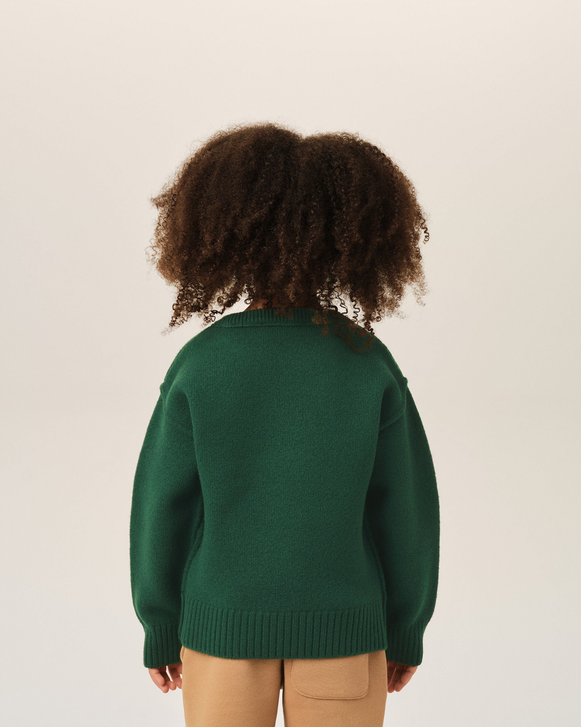 Green crewneck wool sweater with Ami de Coeur - 8