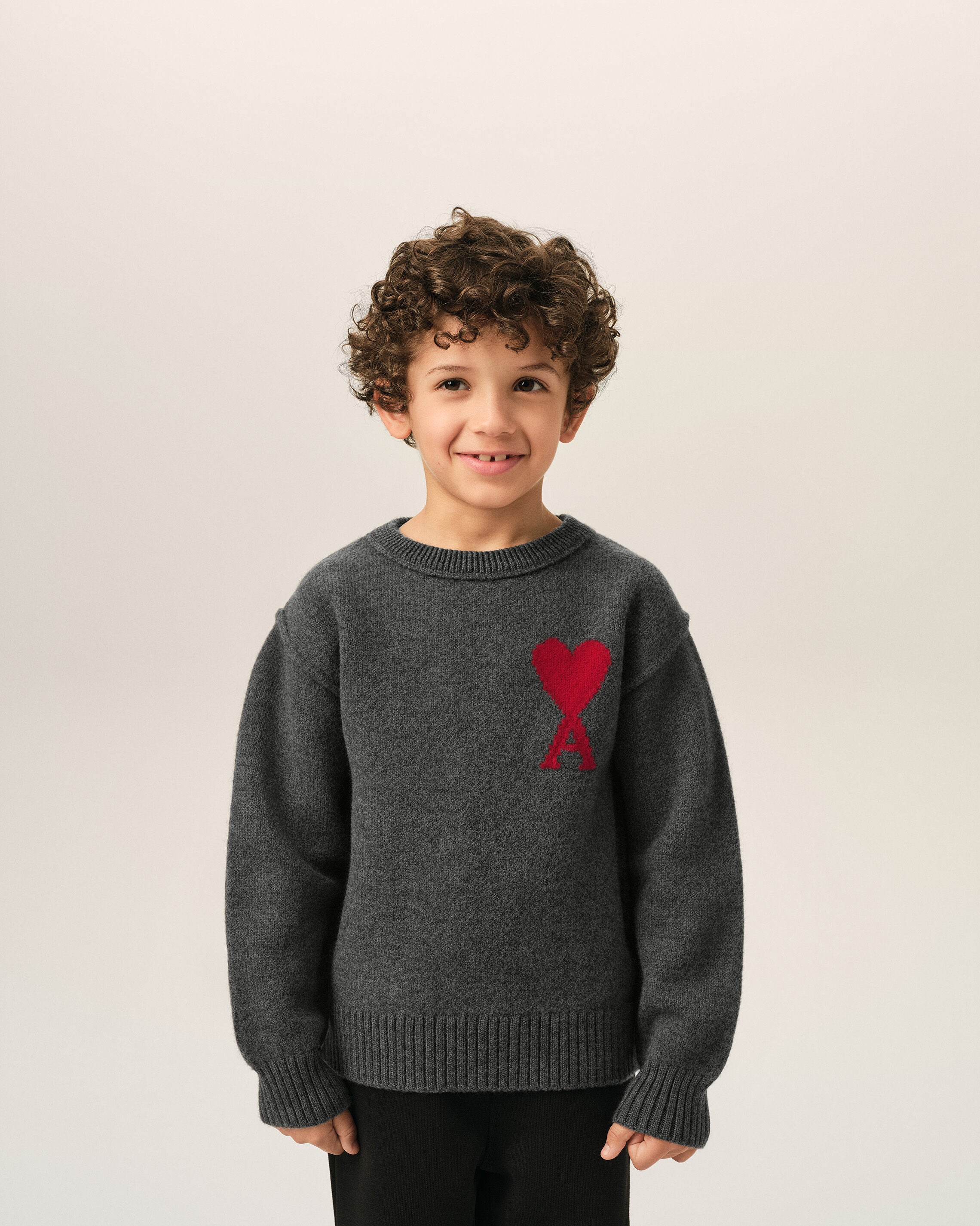 Maglione girocollo Ami de Cœur in lana grigia - 2