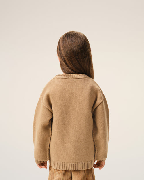 Jersey de cuello redondo Ami de Cœur de lana marrón - 14 - Ami Paris