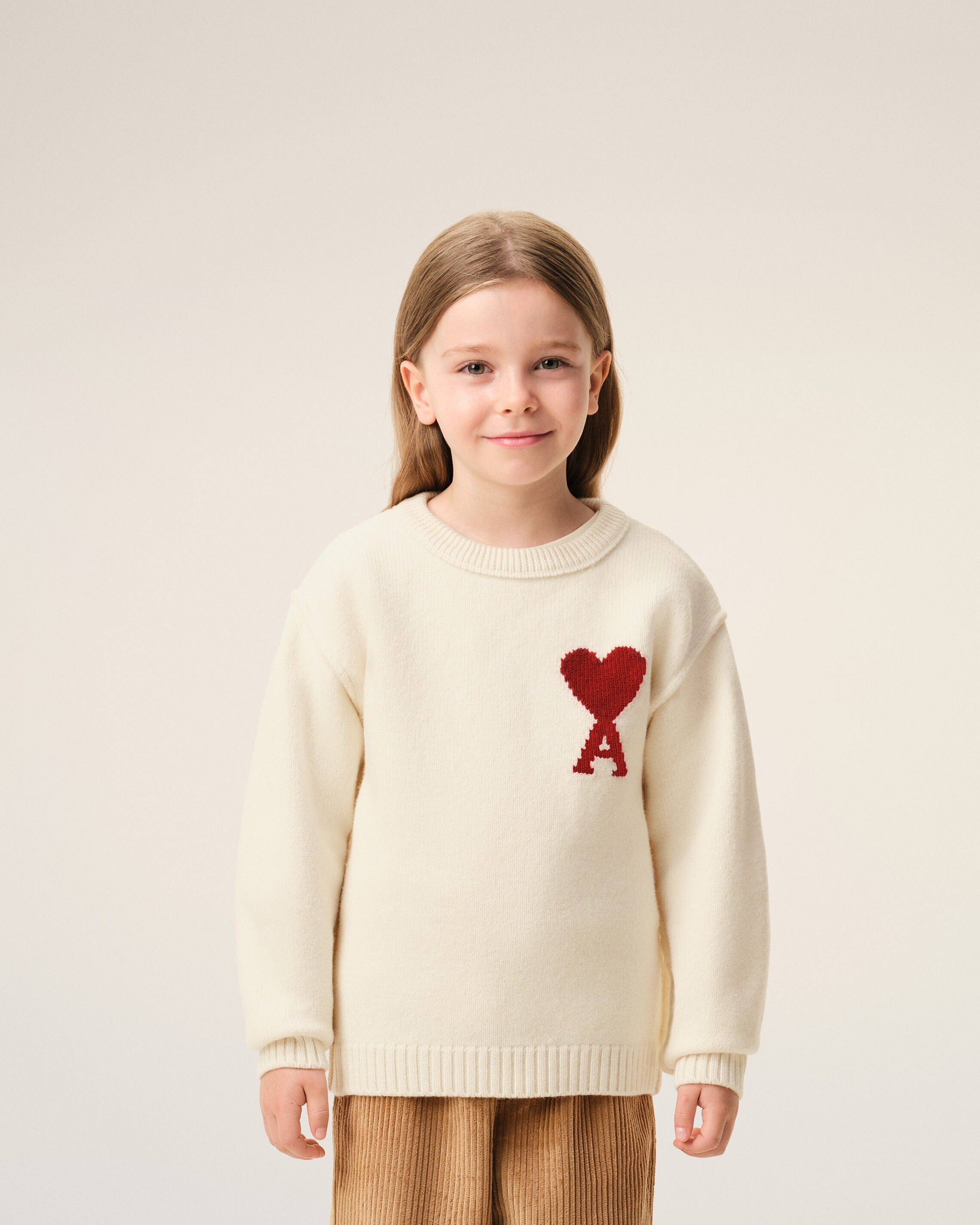 Pull Blanc Col Rond Ami De Coeur En Laine - 9