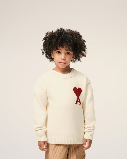 White Wool Ami De Coeur Crewneck Sweater - 10 - Ami Paris