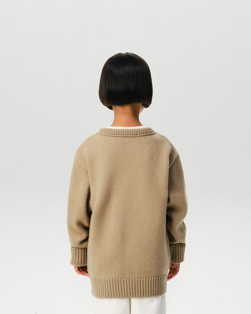 Beige wool sweater with Ami de Coeur patch - Woman - 8 - AMI Paris - Ami Paris