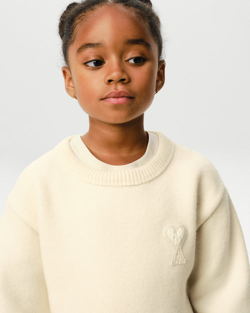 Jersey blanco de lana con parche Ami de Cœur - Mujer - 7 - AMI Paris - Ami Paris