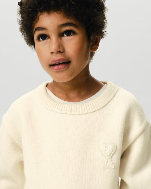 Jersey blanco de lana con parche Ami de Cœur - Hombre - 3 - AMI Paris - Ami Paris