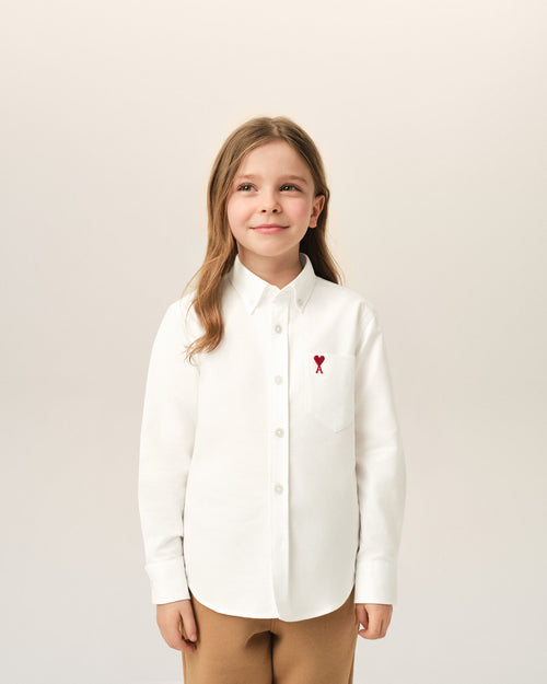 White cotton shirt with Ami de Coeur - Woman - 6 - AMI Paris - Ami Paris