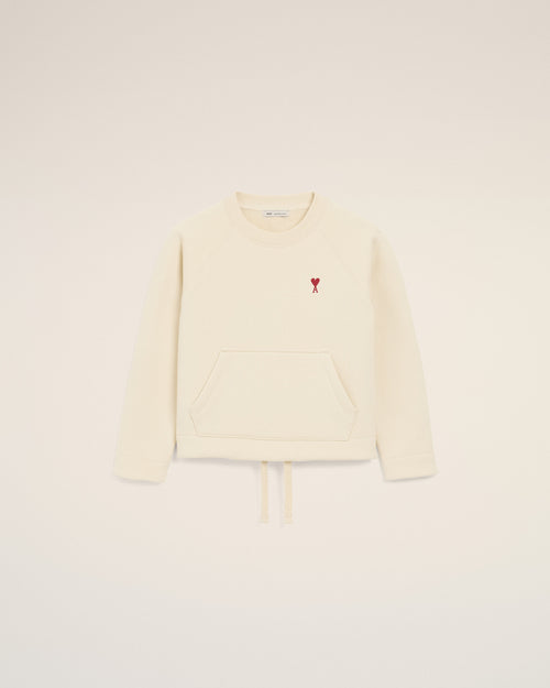 White Cotton Ami de Coeur Crewneck Sweatshirt - IVORY - Ami Paris