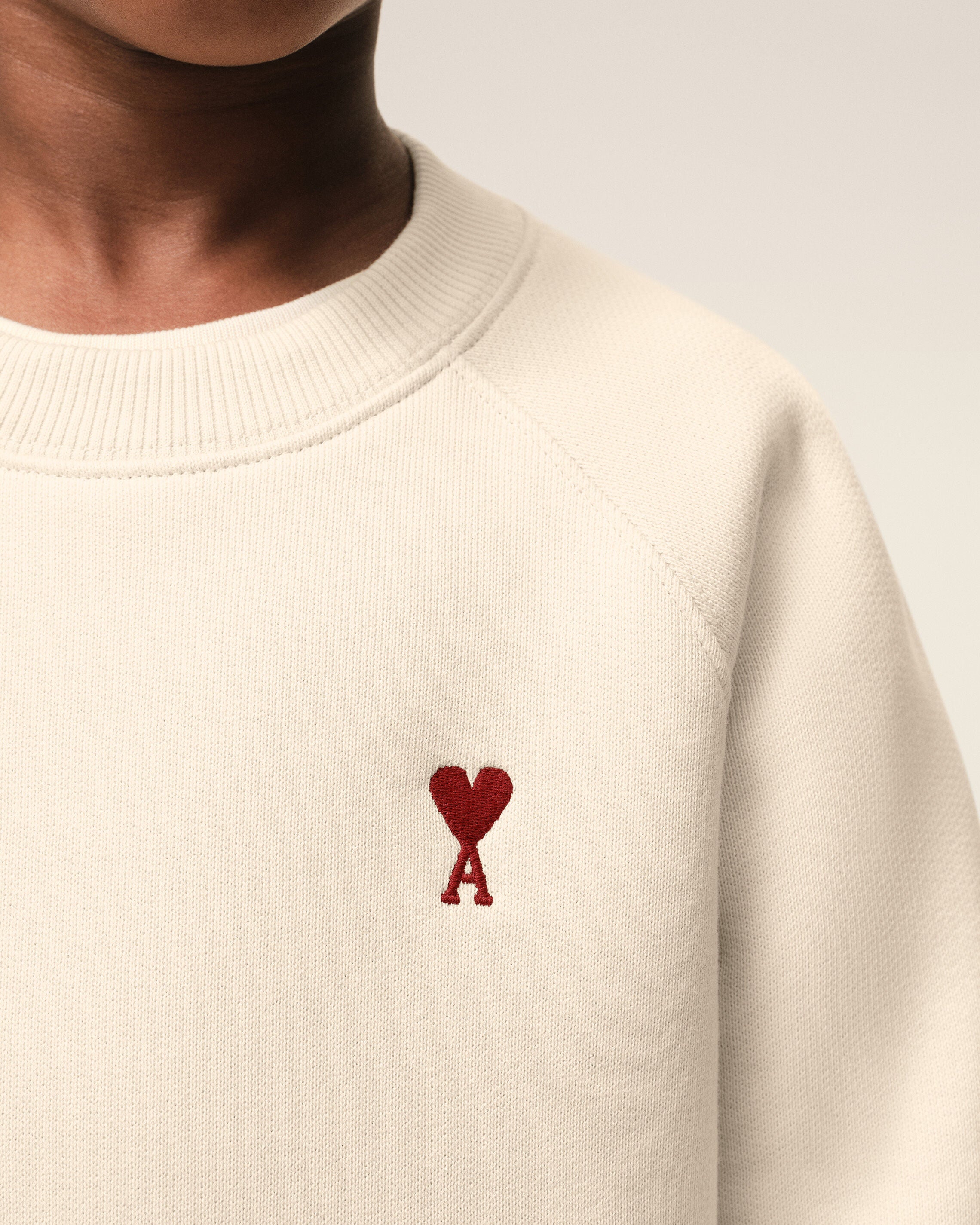 White Cotton Ami de Coeur Crewneck Sweatshirt - 4