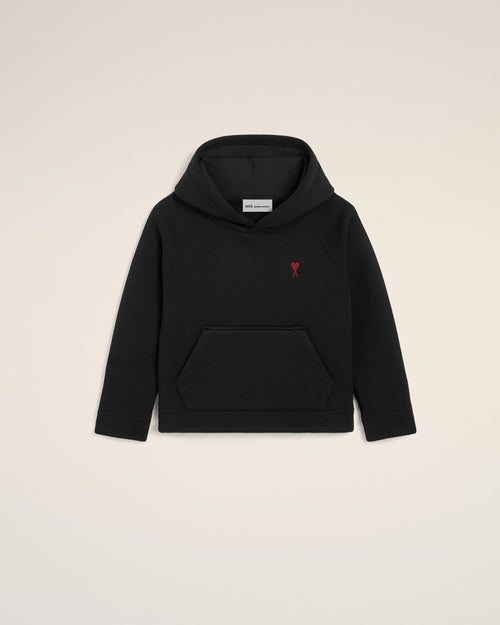Black cotton hoodie with Ami de Coeur - BLACK - Ami Paris