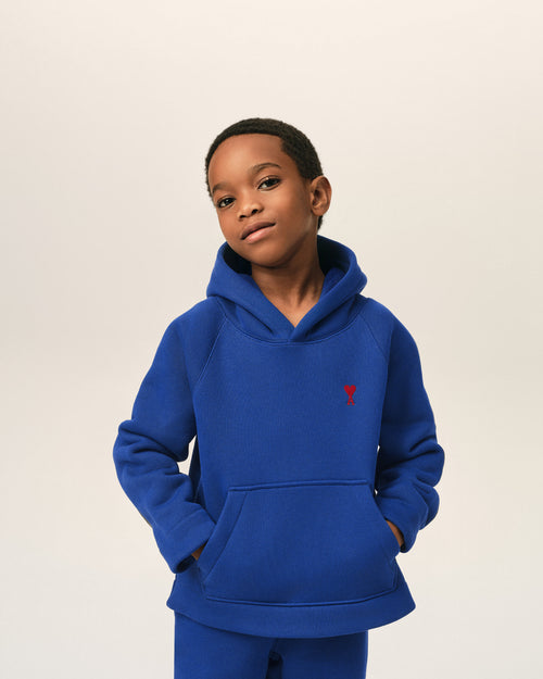 Blue cotton hoodie with Ami de Coeur - Man - 2 - AMI Paris - Ami Paris