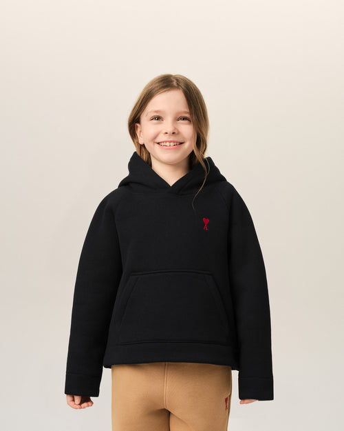 Black cotton hoodie with Ami de Coeur - Woman - 6 - AMI Paris - Ami Paris