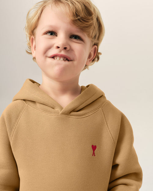 Brown cotton hoodie with Ami de Coeur - Man - 3 - AMI Paris - Ami Paris